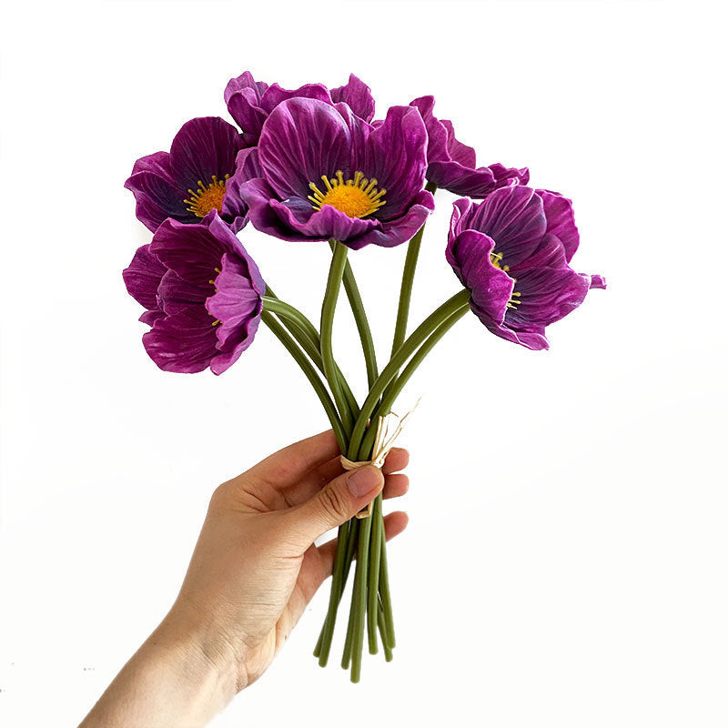 Realistic PU Mini Poppy Artificial Flowers - Perfect Decorative Flower Arrangements for Living Room & Bedroom, Ideal for Photo Props & Home Decor Accents