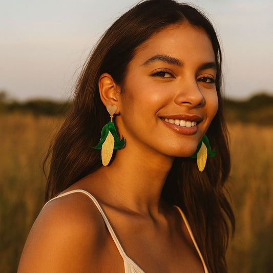 Unique Creative Acrylic Corn Pendant Earrings - Versatile Everyday Jewelry for Women | Trendy Casual Accessories