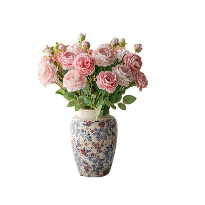 Elegant Western Rose 3-Headed Peony Faux Floral Arrangement for Luxurious Home Decor – Perfect for Weddings and Special Occasions