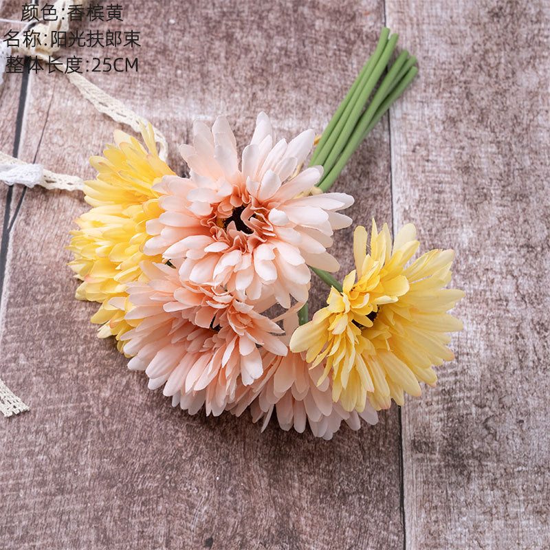 Realistic African Daisy Fake Flowers for Home Decor and Wedding Decorations - Elegant Floral Aisle and Wall Accents, Model DY1-3292