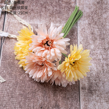 Realistic African Daisy Fake Flowers for Home Decor and Wedding Decorations - Elegant Floral Aisle and Wall Accents, Model DY1-3292