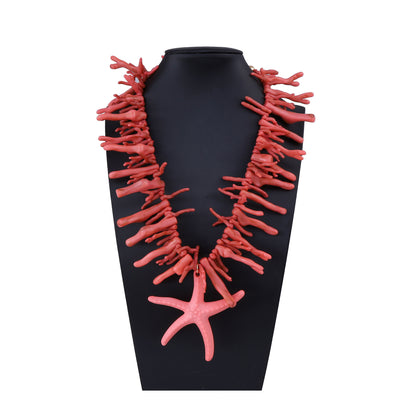 Stunning Ocean-Inspired Statement Necklace with Unique Faux Coral and Large Starfish Pendant - Casual Chic Luxury for Women