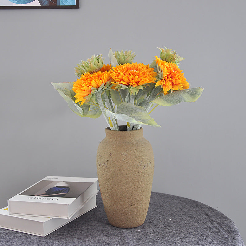 Realistic Layered Sunflower Artificial Flower Stem - Perfect for Home Décor, Living Room Arrangements, and Photography Props