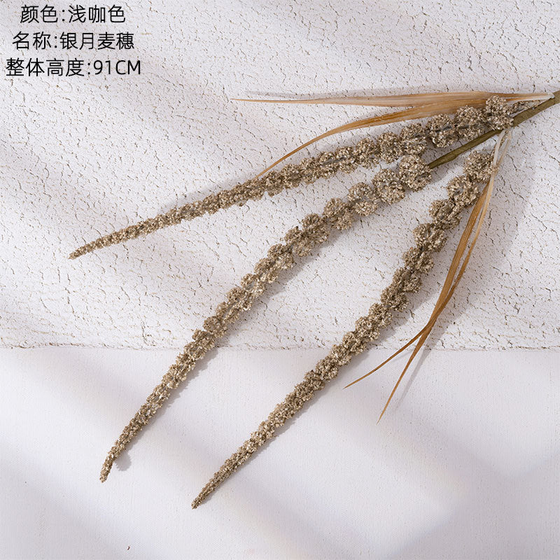 Realistic Wheat Spike Faux Flowers - Elegant Greenery for Wedding Decor, INS Style, Perfect for Home and Event Decorations - Model MW09103