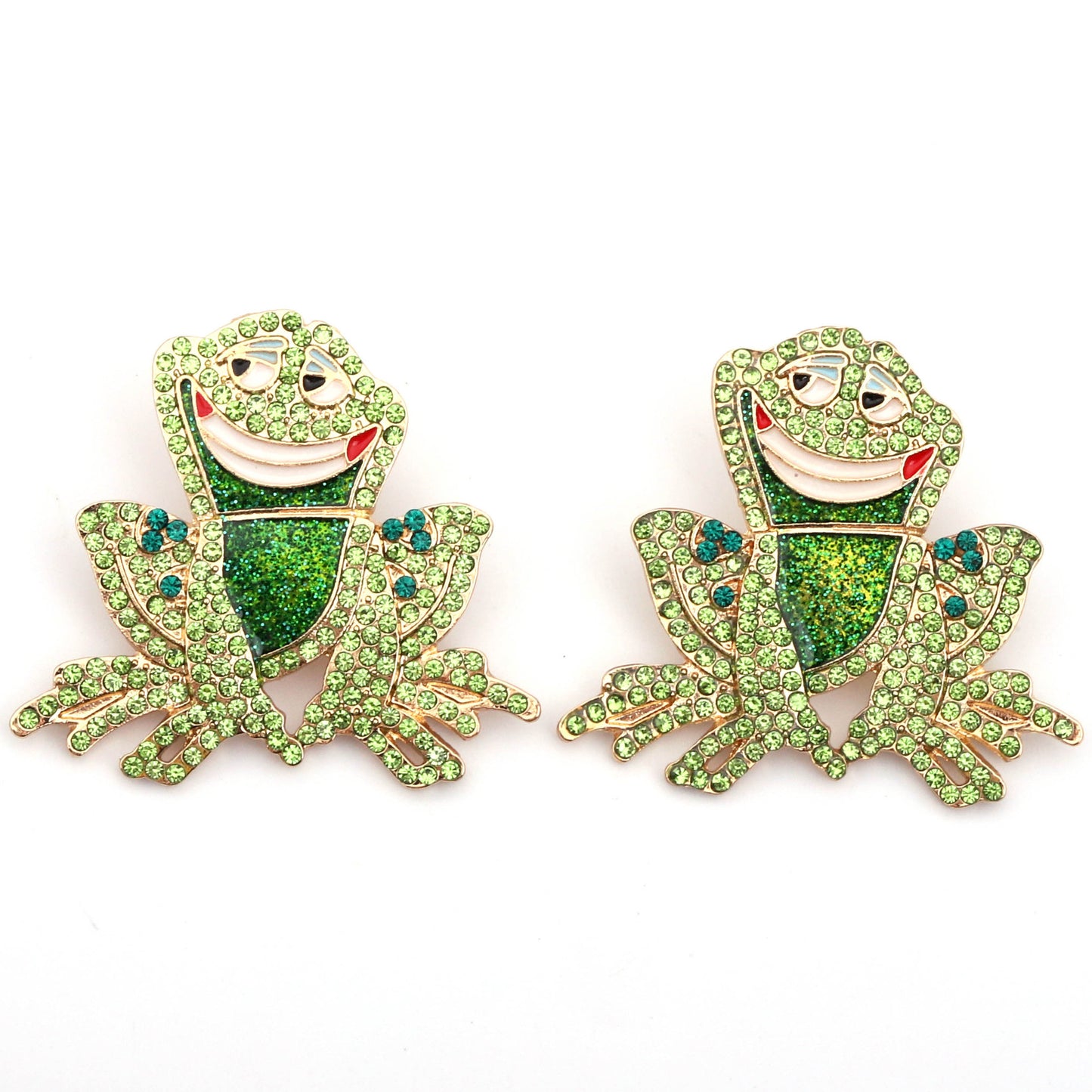 Charming Cartoon Vintage-Inspired Cute Frog Alloys with Rhinestone Earrings – Simple Yet Stylish Jewelry for Every Occasion