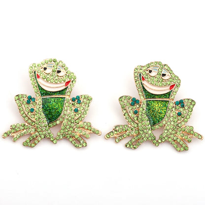 Charming Cartoon Vintage-Inspired Cute Frog Alloys with Rhinestone Earrings – Simple Yet Stylish Jewelry for Every Occasion