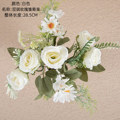 Charming Rose and Daisy Bouquet for Home Decor | Elegant Faux Flowers for Weddings and Events - Perfect for INS Aesthetic | Model MW66794