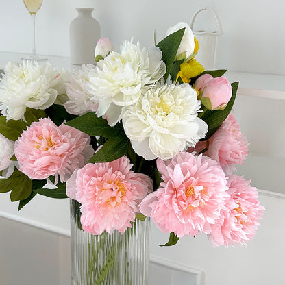 Stunning 3-Piece Faux Peony and Peony Bouquet - Perfect for Home Decor, Weddings, Photography Props, and Trending Social Media Displays