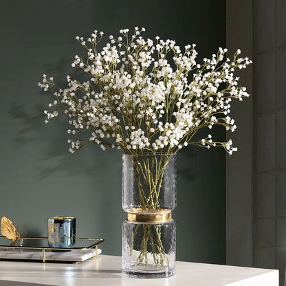 Elegant White Soft Silicone Three-Pronged Starry Sky Fake Flower Arrangement - Perfect for Home Décor, Living Room Display, and Wedding Decorations