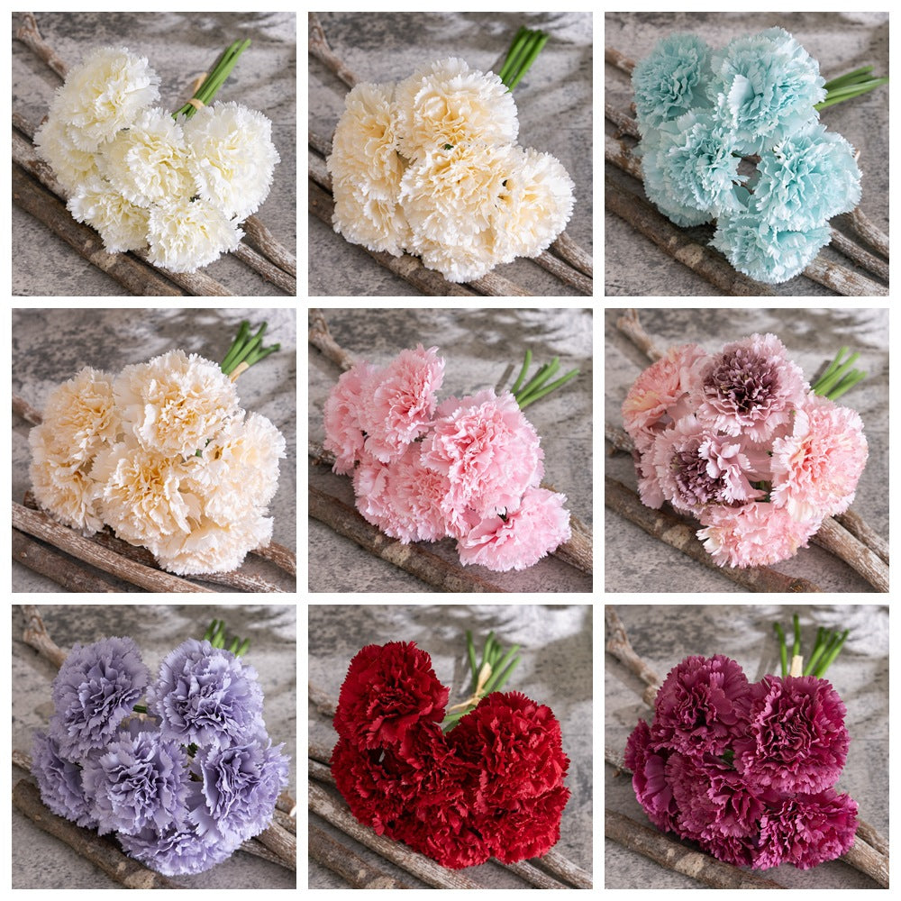 Stunning Mother’s Day Carnation Bouquet - Realistic Artificial Flowers for Home Decor, Weddings, and Special Events | DY1-402 Elegant Handheld Floral Arrangement