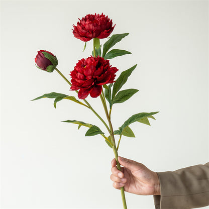 Elegant European-Style Single Stem 3-Head Peony and Peony Artificial Flowers for Home, Wedding Decoration, Photography, Floral Arrangements, and Stylish Display