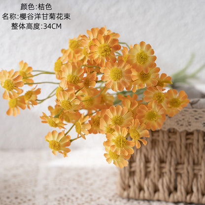 Realistic Artificial Chamomile Flower Bouquet - Lifelike Green Plants for Wedding Decor, Event Styling, and Home Decoration - Trendy INS Aesthetic - Model MW66002