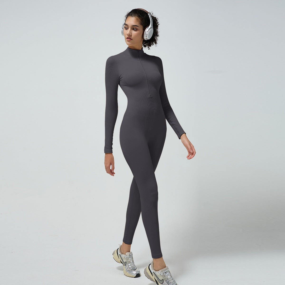 Fall Winter High Strength Ribbed Yoga Jumpsuit for Women No Padding Slimming Fit for Intense Training Sessions