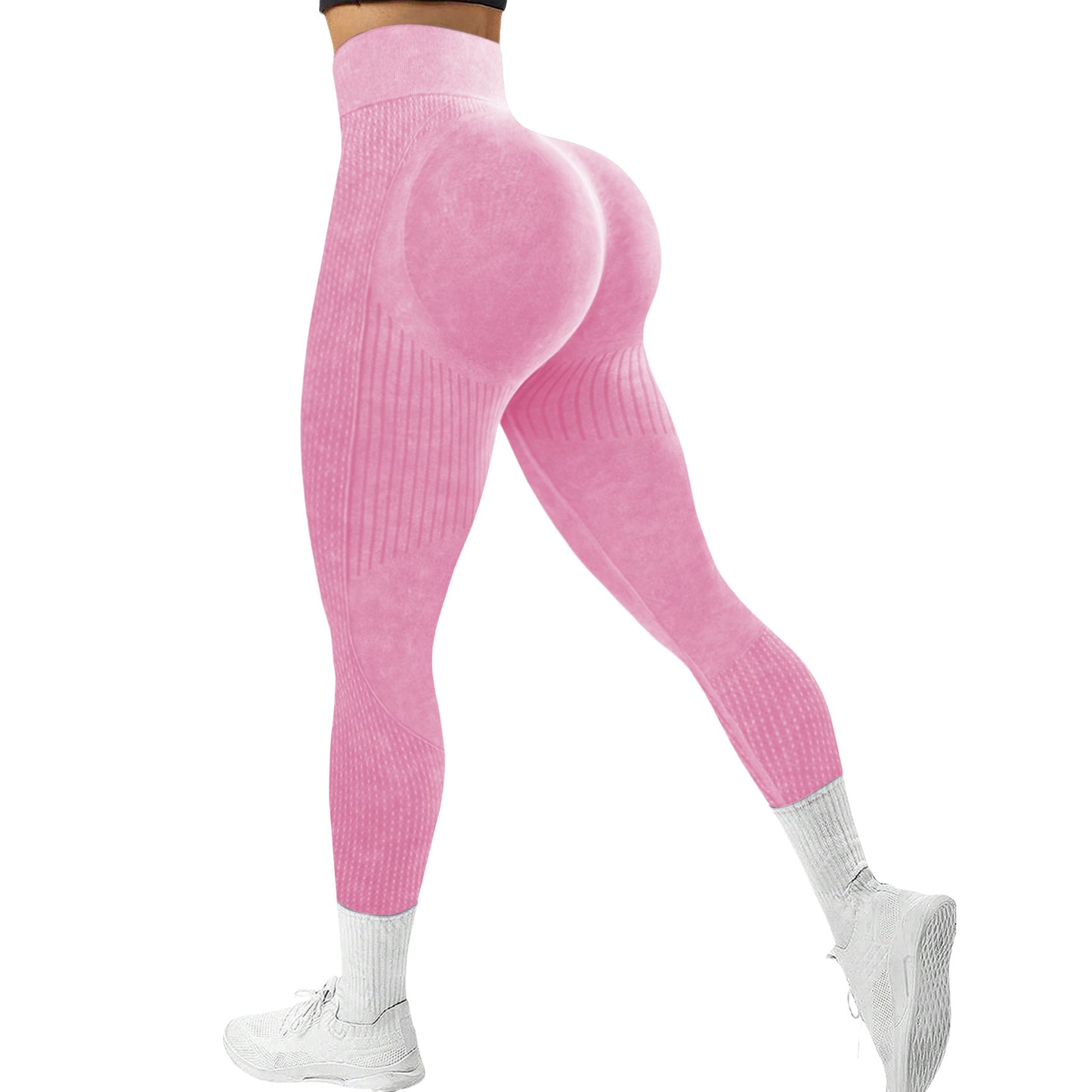 High Waisted Seamless Sand Washed Yoga Pants for Women Peach Lifting Workout Leggings with Moisture Wicking Fabric for Running and Fitness Activities