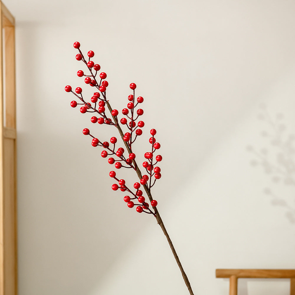 Winterberry Prosperity Fruit - INS Style Realistic Faux Flowers for Home Decoration and Wedding Celebrations - MW65508