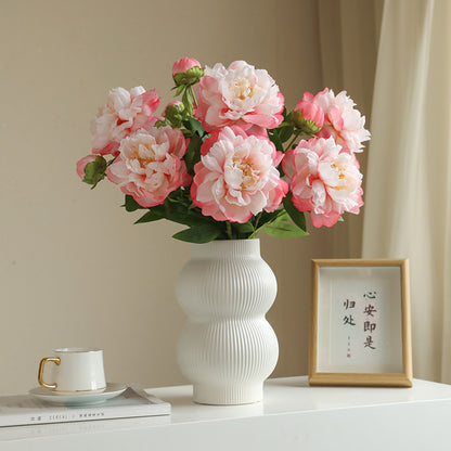 Luxurious Double-Headed Peony and  Herbaceous Peony Artificial Flowers - Perfect for Living Room Decor and Dining Table Centerpieces - Vibrant, Long-Lasting Floral Arrangements