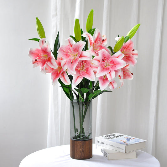 Stunning 3-Head Artificial Lily Flowers - Scented Touch for Home Décor, Perfect for Wedding Decorations and Event Styling