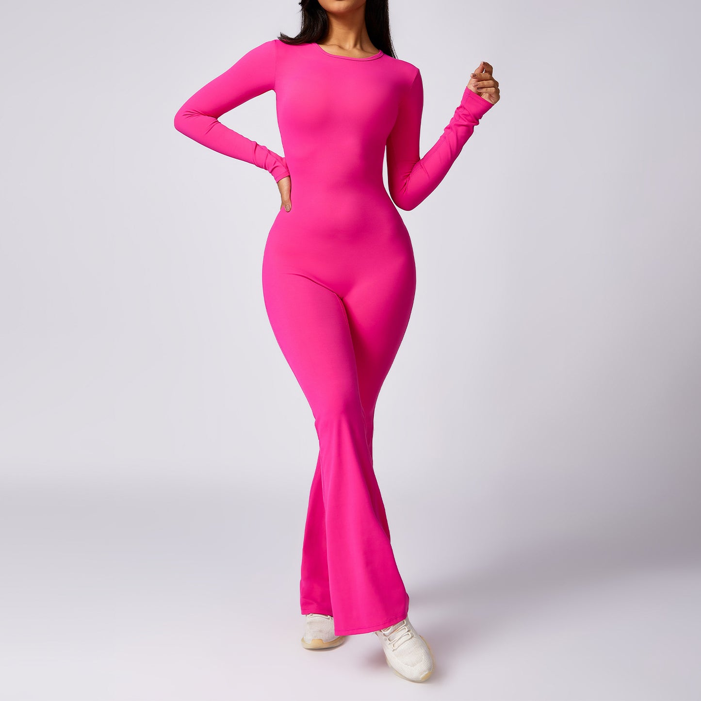 Women's Long Sleeve Yoga Jumpsuit Figure Hugging Activewear for Comfort and Performance Style 8705