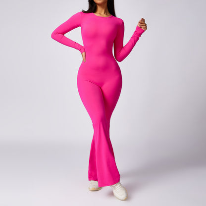 Women's Long Sleeve Yoga Jumpsuit Figure Hugging Activewear for Comfort and Performance Style 8705