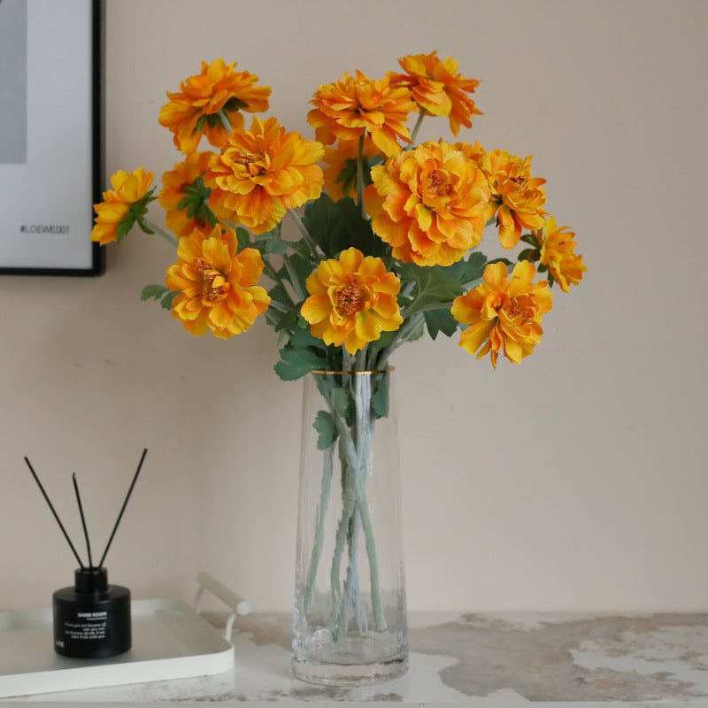 Elegant Wedding Home Decor:  Faux Peony Floral Arrangement with 3 Velvet Blooms - Perfect for Stylish Interiors