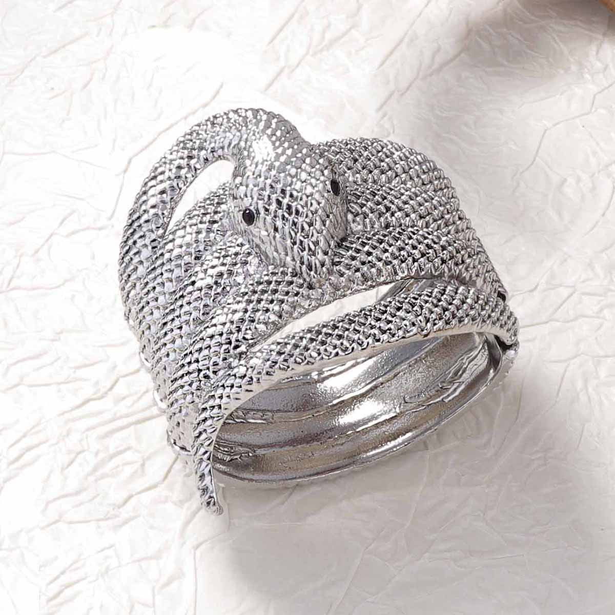 Chic Vintage-Inspired Zinc Alloy Animal Design Wide Snake Bracelet - Elegant and Versatile Casual Jewelry for Women