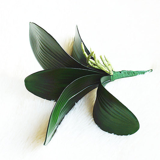 Realistic Touch PU Butterfly Orchid Leaves - 5 Pack Faux Flowers for Stunning Home Decor and Landscape Greenery