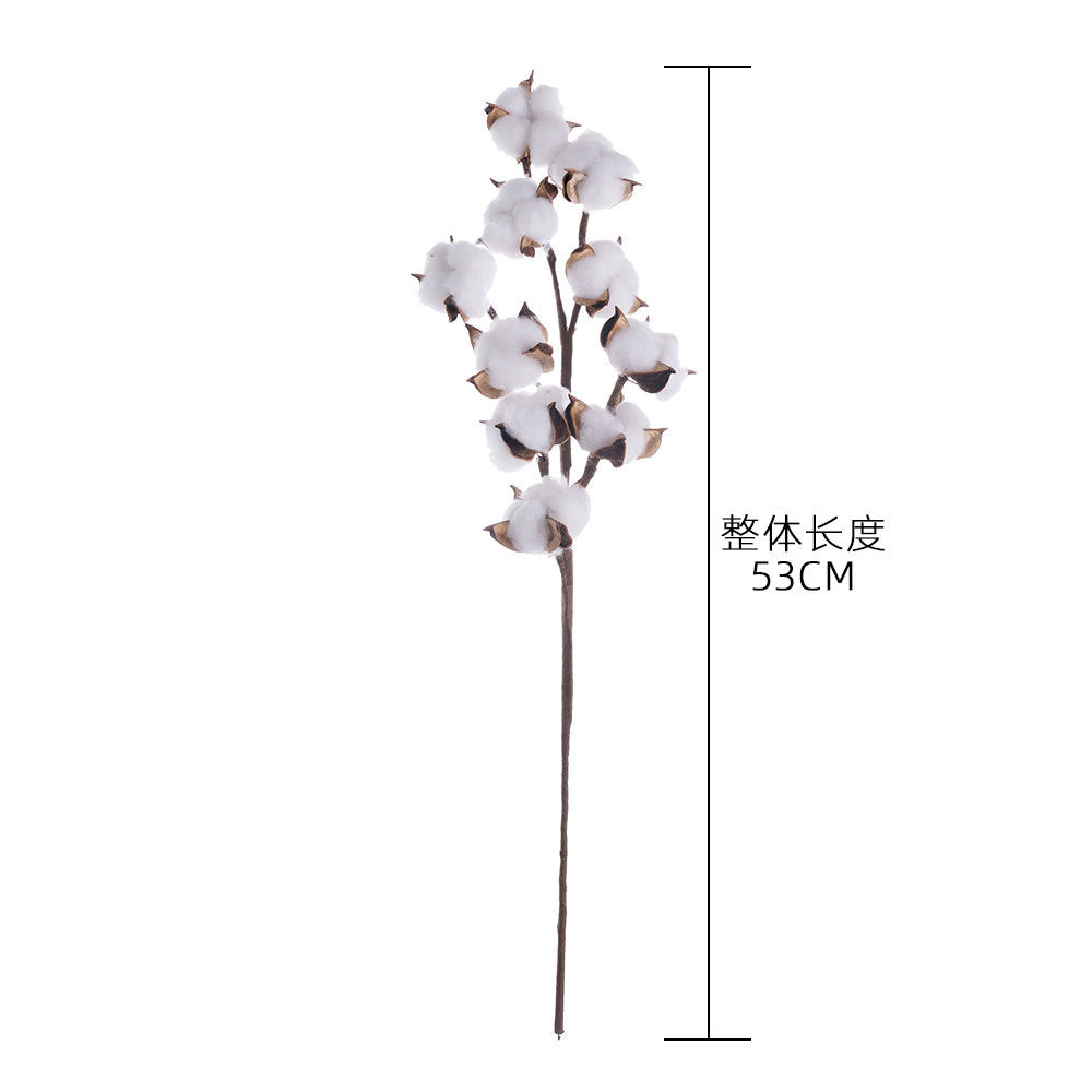 10-Stem Natural Cotton Branches Artificial Flowers for Home Decor and Wedding Bouquets - Perfect for Elegant Celebrations and Stylish Floral Arrangements - Model MW61177