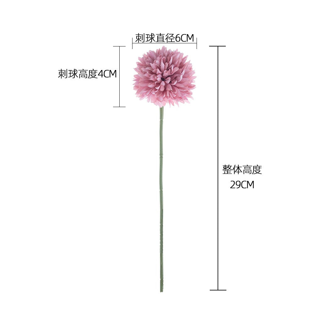 Vibrant Deep Pink Single Stem Dandelion Simulation Flower for Home Decor - Stunning Wedding Bouquet and Elegant Faux Rose Wall Arrangement | PJ1058