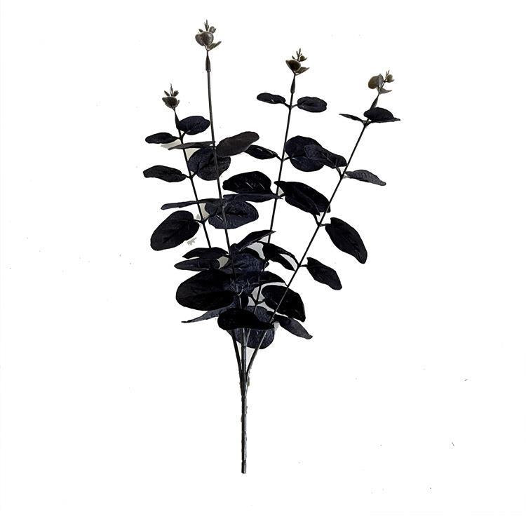 Black Money Plant Eucalyptus Bundle - Perfect for Halloween and Christmas Party Decorations, Lifelike Faux Floral Arrangement for Cozy Home Decor