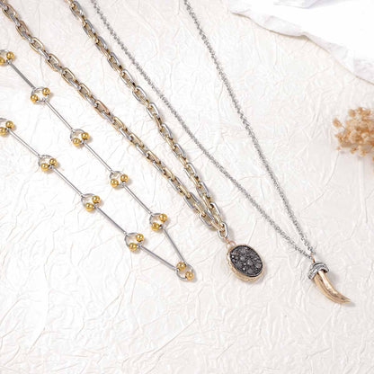 Unique Alloy Animal Horn Pendant Necklace Set - Three Chic Pieces for Effortless Style in Casual Wear - Perfect for the Modern Woman