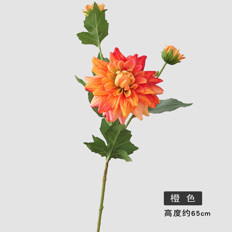 Stunning Faux Dahlia Flower - Perfect for Nordic Photography Props, Wedding Decorations, and Elegant Floral Arrangements | Single Stem with 3 Heads Artificial Dahlia for Home Décor and Events