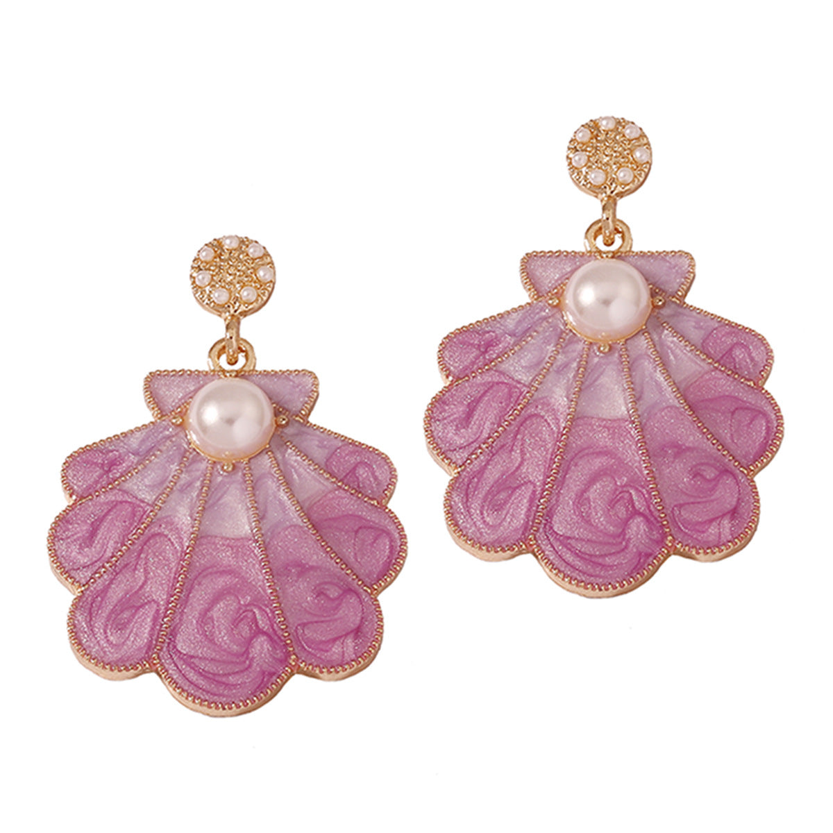 Chic  French-Inspired  Quality Shell-Shaped Pearl Drop Earrings for Women - Elegant Alloy Design with Unique Personality