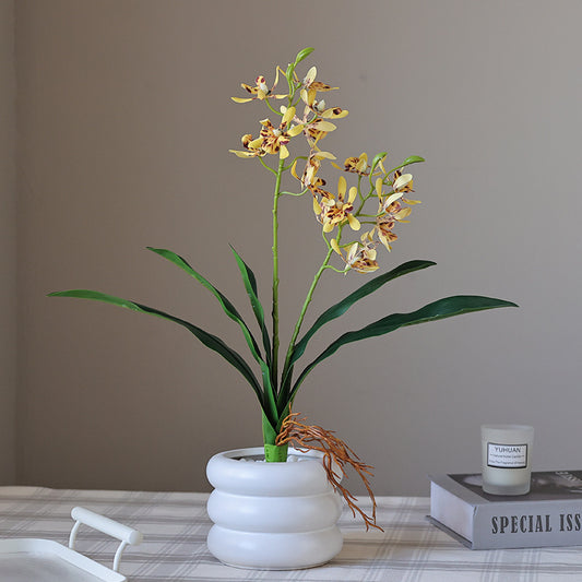 Realistic New 2-Prong Leaf Spider Orchid - Stunning Artificial Phalaenopsis & Epi-Dendrobium Flowers for Hotel & Home Decoration