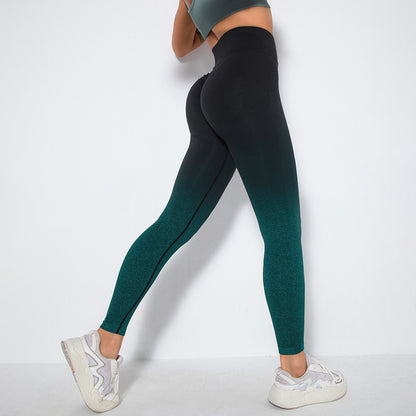 Seamless Gradient Smile Face Yoga Pants for Women High Waist Butt Lifting and Comfortable Workout Leggings for Gym Running and Yoga