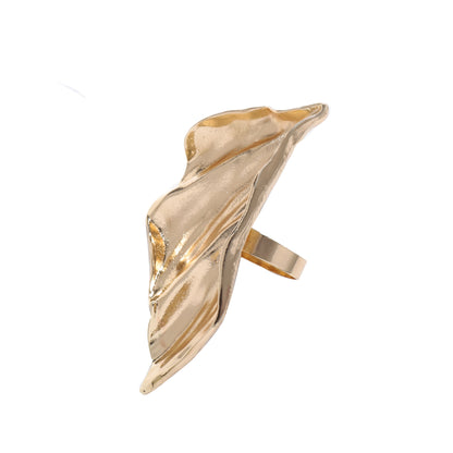 Handcrafted Vintage-Inspired Irregular Alloy Leaf Open Ring - Unique, Chic Design Perfect for Any Occasion