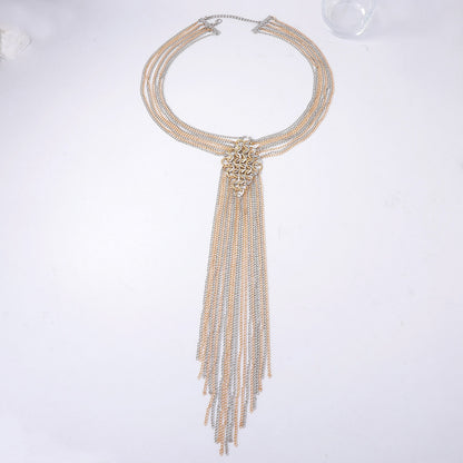 Chic Minimalist Multi-Chain Metal Tassel Tie Necklace – Luxury Layered Jewelry for Modern Women