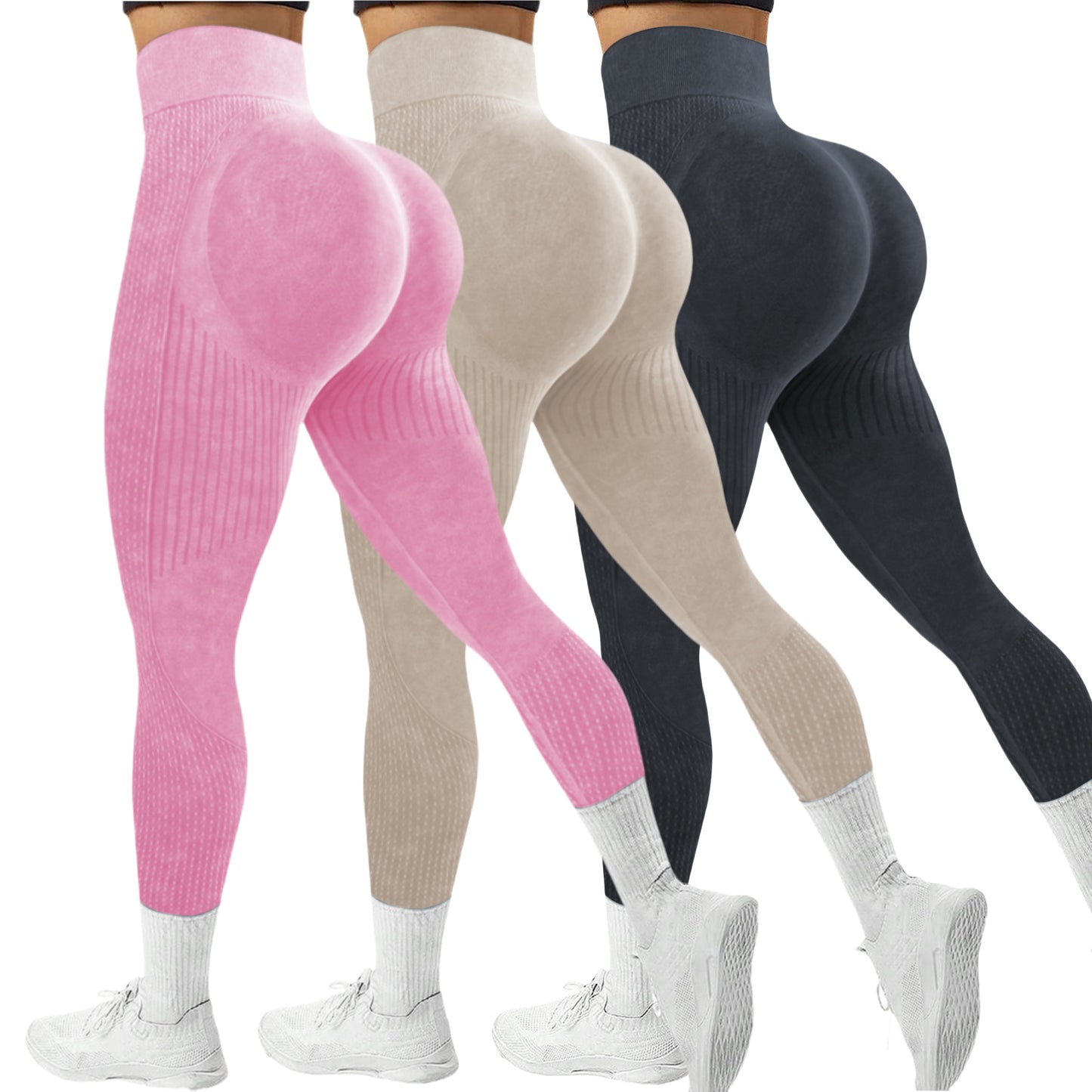 High Waisted Seamless Sand Washed Yoga Pants for Women Peach Lifting Workout Leggings with Moisture Wicking Fabric for Running and Fitness Activities