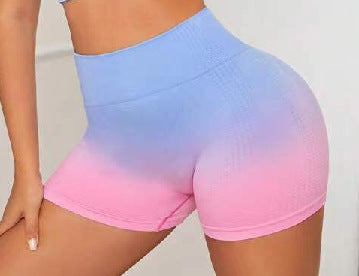 100 Seamless Gradient Side Hollow Tie Dye Yoga Shorts for Women High Waist Peach Butt Lift for Outdoor Fitness and Workouts