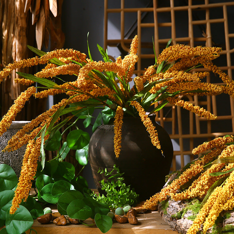 Realistic Long Grain Millet and Wheat Spike Flower - Perfect for Rustic Hotel, Farmhouse & Country Decor