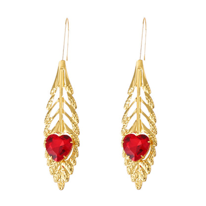 Luxurious Vintage-Inspired Statement Earrings with Intricate Metal Filigree and Exaggerated Feather Leaf Design – Perfect for Glamorous Parties and Special Occasions