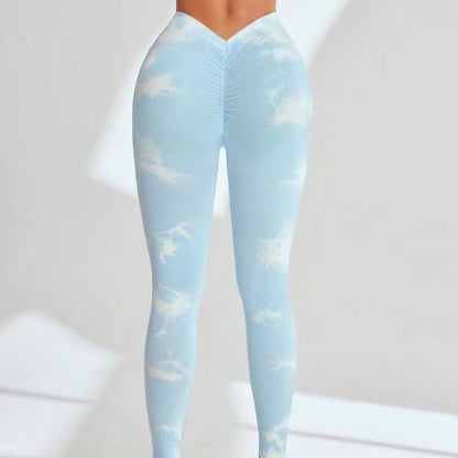 High Waisted Seamless Tie Dye Peach Yoga Pants for Women Butt Lifting Stretchy Fitness Leggings for Outdoor Workouts Gym Sessions