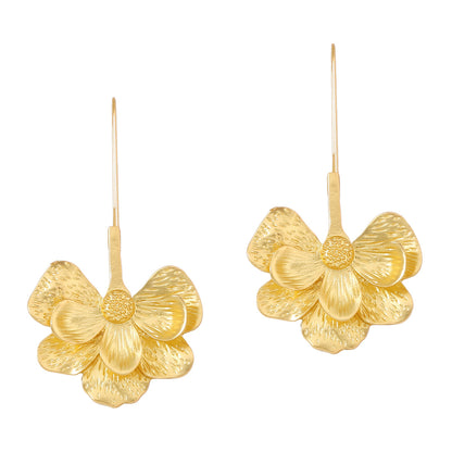 Elegant Court-Style Metal Flower Earrings - Versatile Party Jewelry for Women, Perfect for Any Occasion