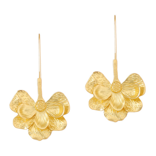 Elegant Court-Style Metal Flower Earrings - Versatile Party Jewelry for Women, Perfect for Any Occasion