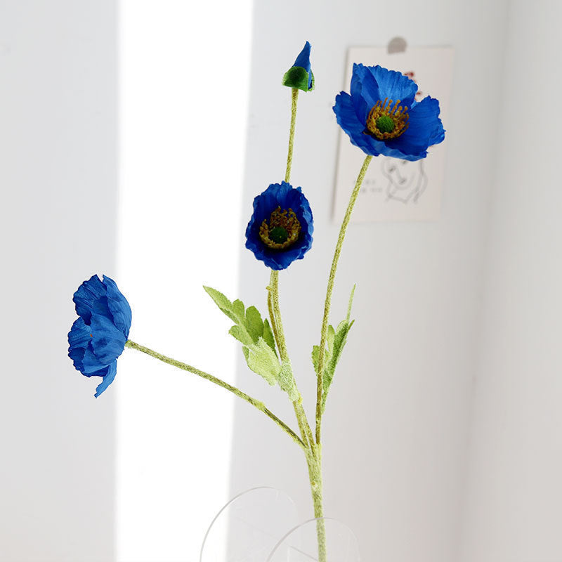 Icelandic Poppy Artificial Flower Bouquet for Home Decor - Elegant Silk Floral Arrangement for Living Room and Dining Table Accents