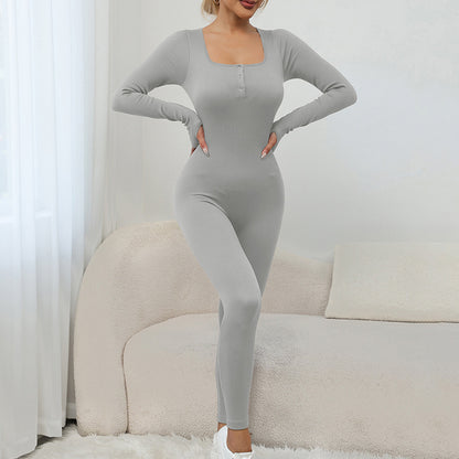 Seamless Yoga Jumpsuit for Women Quick Dry Figure Flattering and for Fall Winter Lemon Peach Lift Design