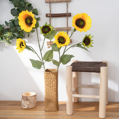 Vibrant Sunflower 3-Prong Artificial Floral Decoration | Perfect for Home Decor, Weddings, and Special Events | MW33710