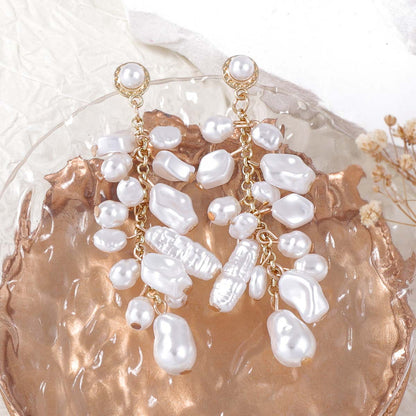 Elegant Spring Duo Set: Unique Irregular Faux Pearl Necklace for Women - Stylish Layered Baroque Design for Chic Occasions