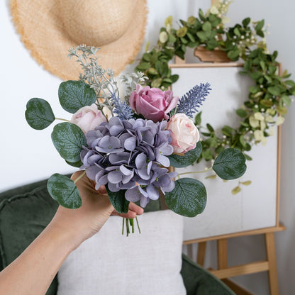 Elegant Kouryu Hydrangea Rose Handheld Bouquet - Stunning Faux Floral Arrangement for Home Décor and Wedding Celebrations - Perfect for Wall Decoration and Special Events - CF02032