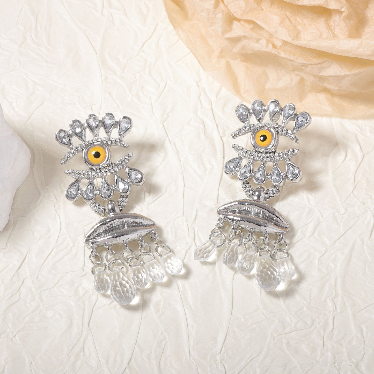 Chic Vintage-Inspired Tassel Earrings with Luxurious Feel - French Fashionable Devil Eye Drop Earrings for a Unique Style