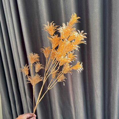 Stunning Gold Floral Arrangement with Ginkgo Leaves, Eucalyptus, and Red Berries - Perfect for New Year Celebrations and Elegant Wedding Decorations